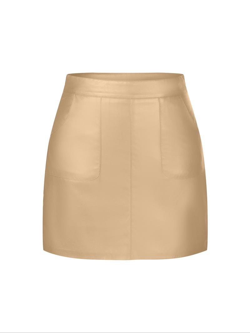Women's PU Skirt, Solid Skirt, Sexy Fitted Short A-Line Design, All-Season Versatile Casual Elegant Style, Perfect for Dating & Holidays