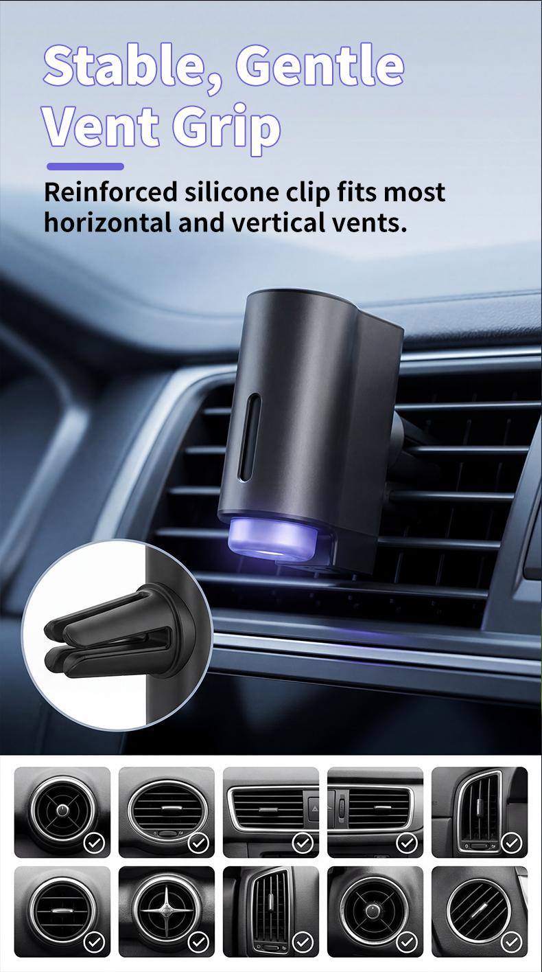 Smart Car Fragrance Diffuser, Air Purifier for Cars, Essential Oil Diffuser, Air Freshener, Includes 3 Bottles, Perfect Gift for Holidays and Birthdays