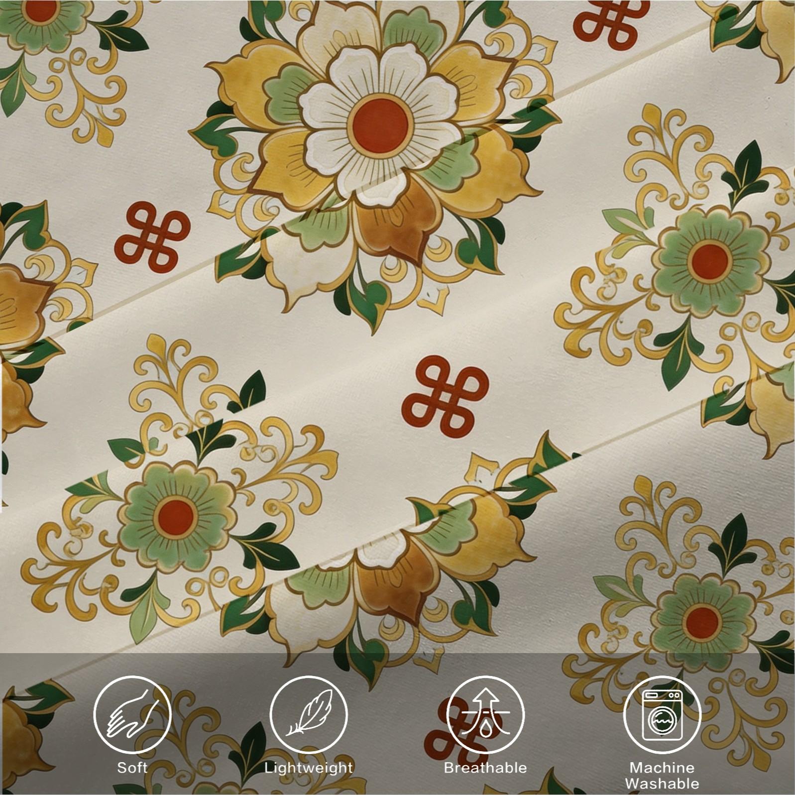 2/3 Piece Vintage Floral Mandala Duvet Cover Set, HD Digital Printed Comforter Cover, Soft Breathable All-Season Bedding Set with Zipper & Corner Ties, No Inserts for Bedroom Decor