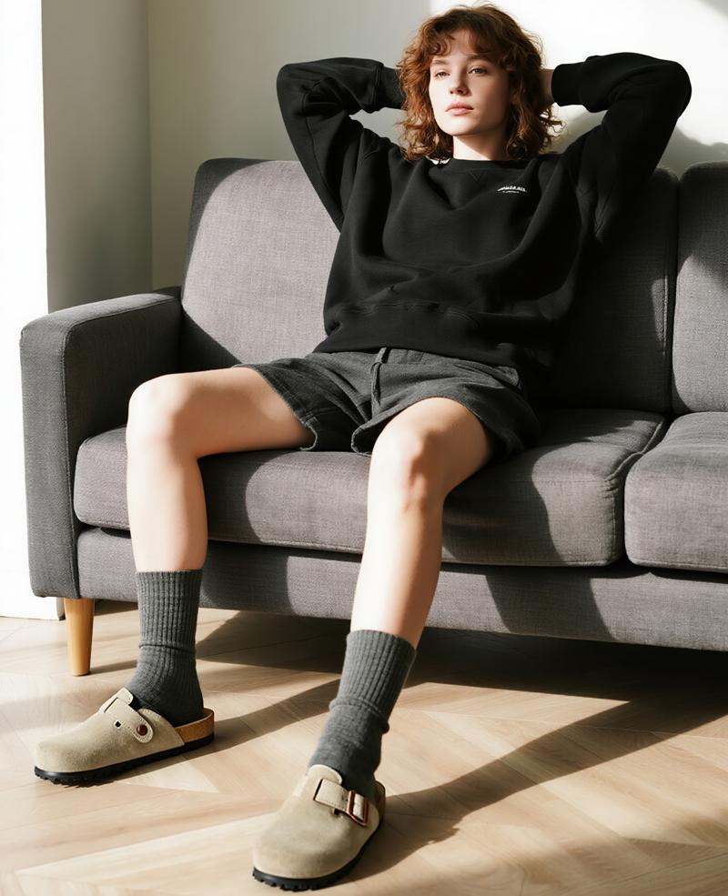 [Half Size Up!!!]Trary Women Genuine Leather Round Toe Cork Footbed Clogs Potato Shoes with Arch Support Adjustable Buckle Clogs Non-Slip Slippers Retro Fashion Walking Shoes