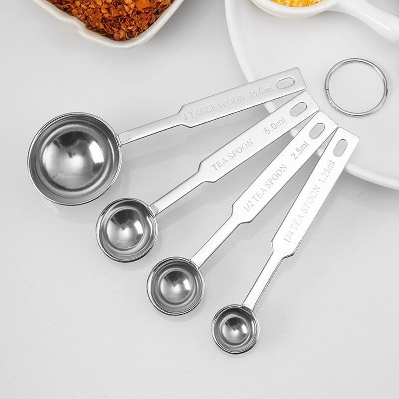 Premium Stainless Steel Measuring Spoons, 4 Sizes Metal Measuring Scoops for Baking & Cooking, Dishwasher Safe