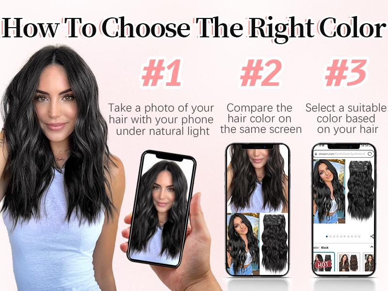 [ KooKaStyle ] Clip- in Synthetic Hair Extensions Long Wavy 4PCS Thick Hairpieces  Double Weft Natural Hair Extensions for Women