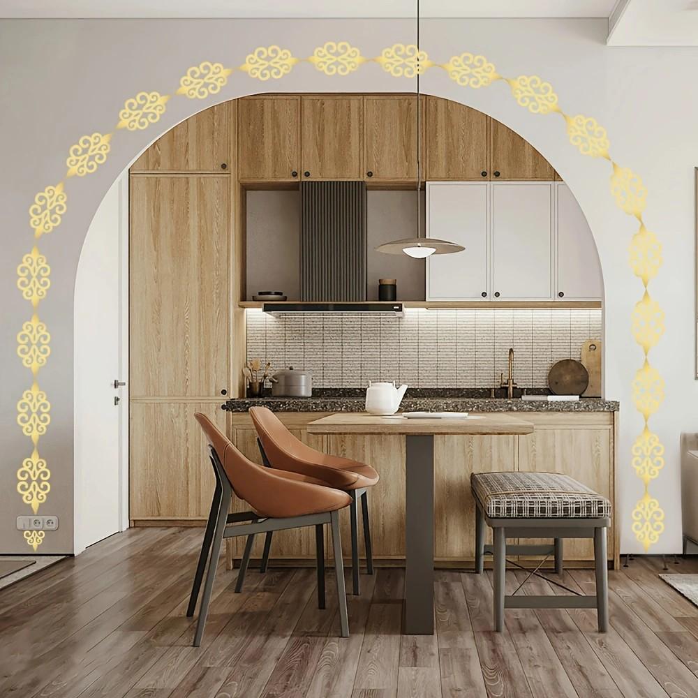 European Floral Mirror Wall Sticker, Self-Adhesive Vintage Frame Decor, Living Room Entryway Decoration, Acrylic Universal Use