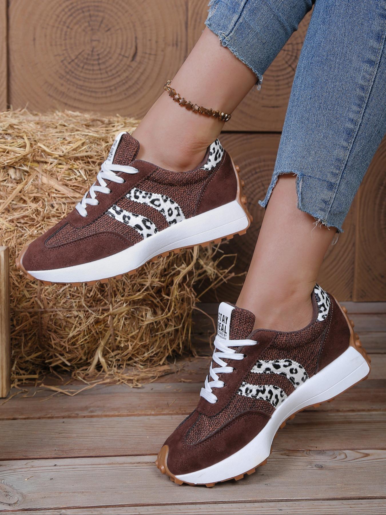 Women's Sporty Argo Shoes Spring & Fall Elegant Fashion Casual Round Toe Low Top Lace-Up Thick Sole Versatile Outdoor Running Shoes