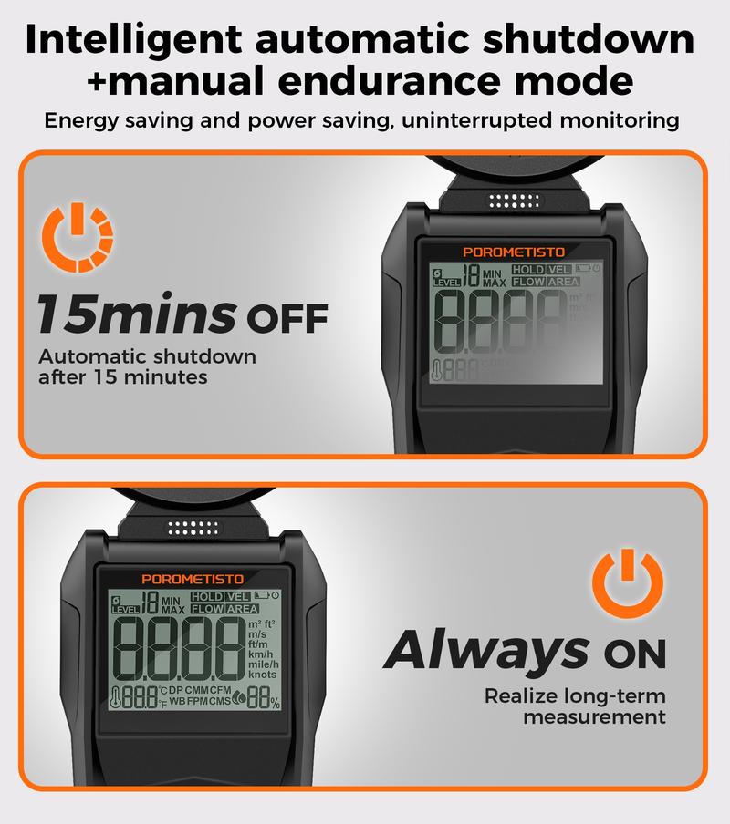 POROMETISTO AEM01 Digital Anemometer 0.8~40m/s Wind Speed Meter Handheld Humidity Air Velocity Airflow -20~60°C Temperature Test