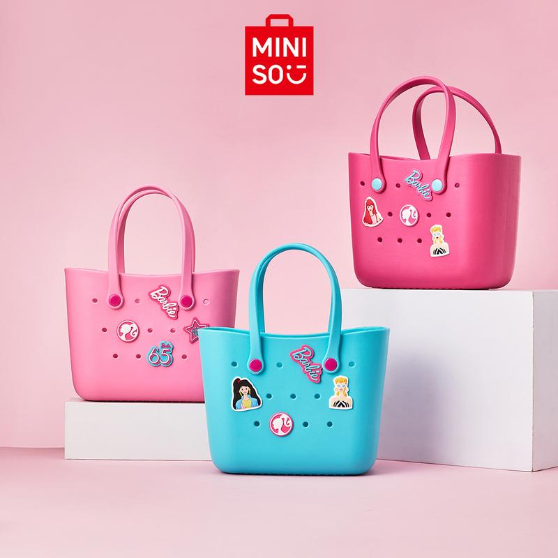 [2025 New Release] MINISO Barbie Sunlight Shining Series Lunch Bento Bag Niche Elegant Portable Waterproof Handbag Beach Bag Birthday Holiday Gift