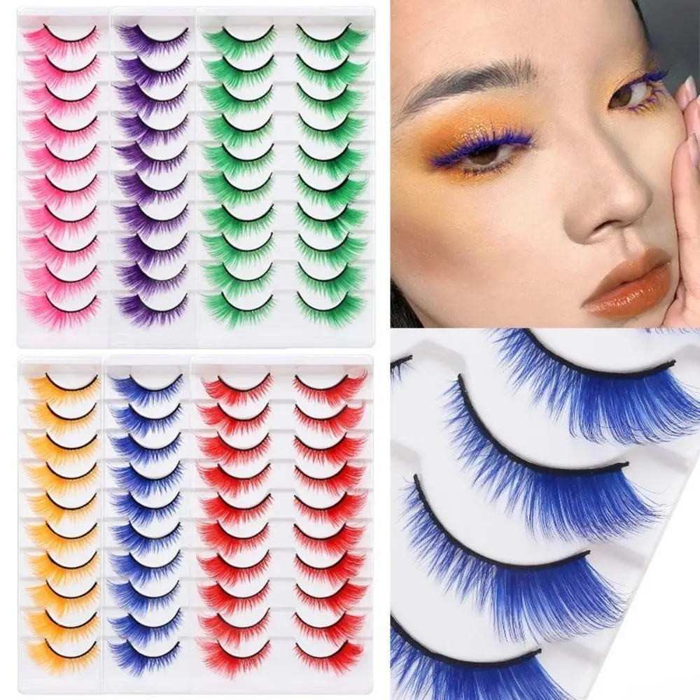 Colorful Cat Eye False Eyelashes, Vibrant Bright Colored Strip Lashes with Lifted Outer Corners, Winged Lifting Eye Lashes for Cosplay, Party & Festival Makeup