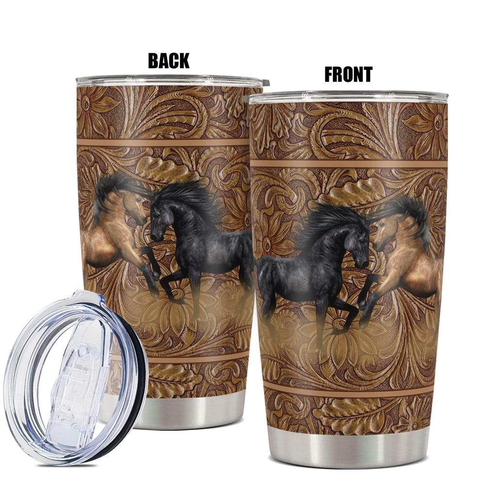 Horse Pattern Tumbler, 1 Count Stainless Steel Insulated Cup, Durable Water Bottle, Gift for Horse Lovers and Equestrians, Drinkware, Insulated Travel Drinkware