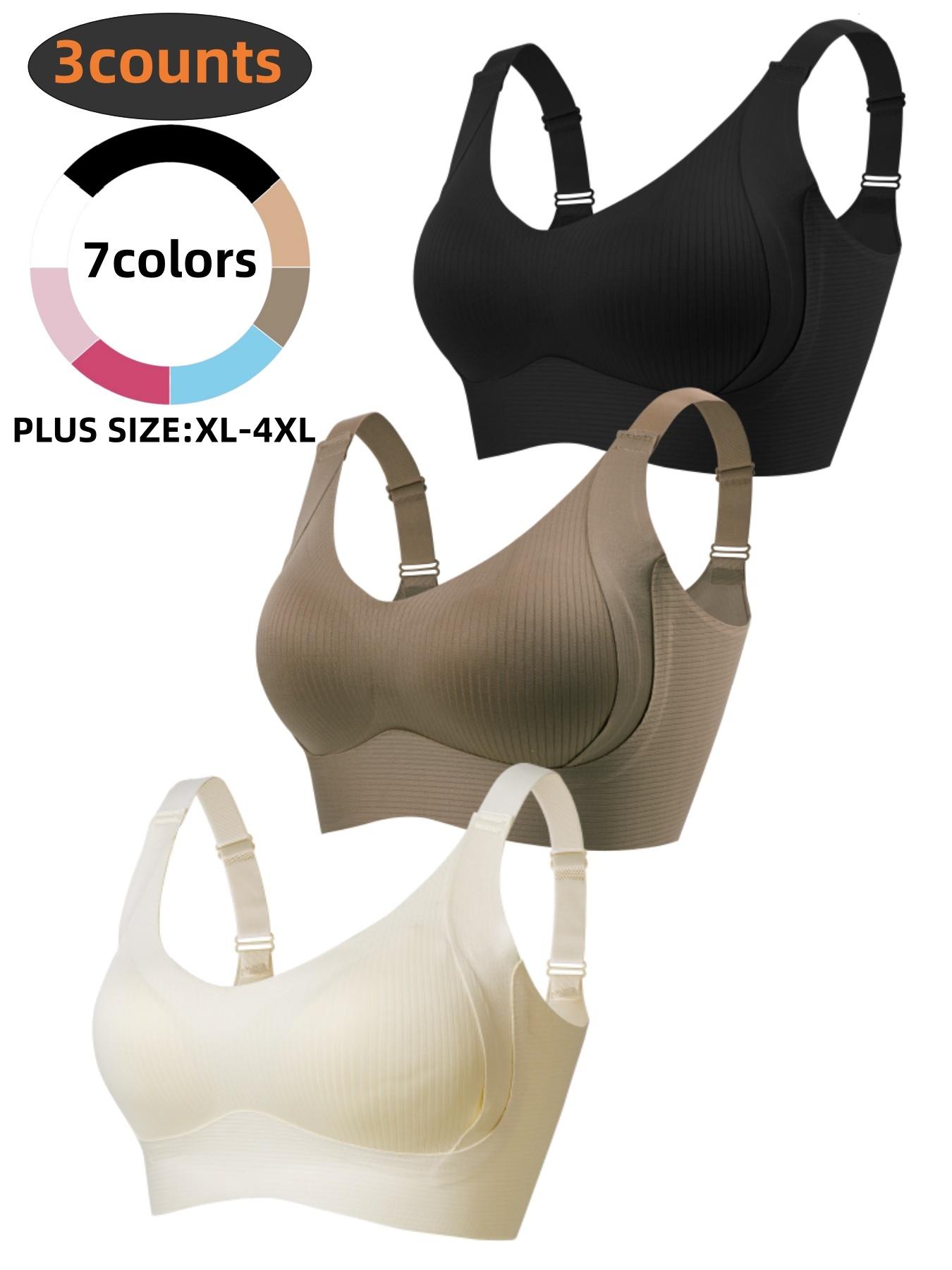 3-Pack Plus Size Comfortable Seamless Bras, Sizes 1XL-4XL, Designed for Women, Wire-Free Push-Up Style, Suitable for Daily Wear, Maximum Comfort Underwear, Wireless Seamless Bra