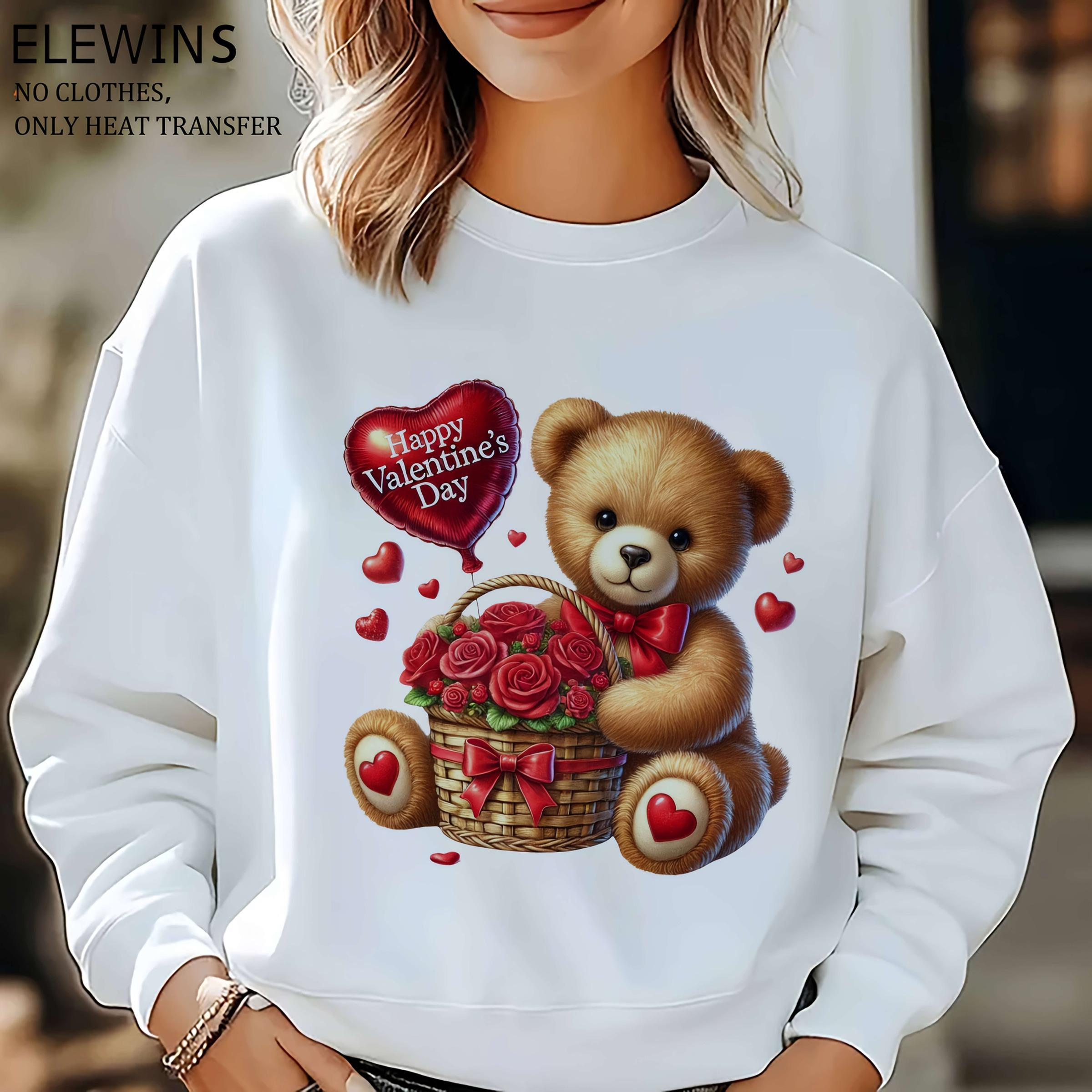 6 Pcs Teddy Bear Heart Iron-On Transfer Stickers, Handmade Embellishments, DIY Clothing Decorations for T-Shirts, Jeans, Hats, Backpacks, No Sewing Required, Gift, Diy Decoration Set