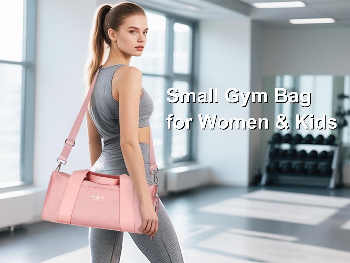 Small Gym Bag for Girls Kids,Sport Duffle Bag for Women Fitness Workout, Travel, Dance, Ballet, Swim with Shoes Compartment & Waterproof Pocket,Easy Carrying Pu Leather Handle (16"-Small)