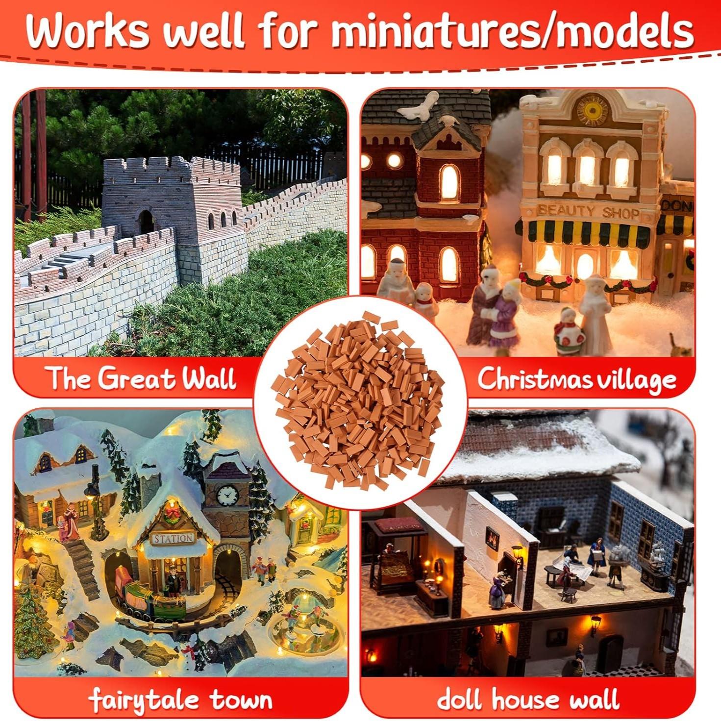 98PCS Mini Red Brick Model, Simulation Mini Bricks Can Be Reused For Miniature Scenes, DIY Handmade Building Materials For Architectural Scene Layout, Sand Table, And Mini House Landscape Decoration
