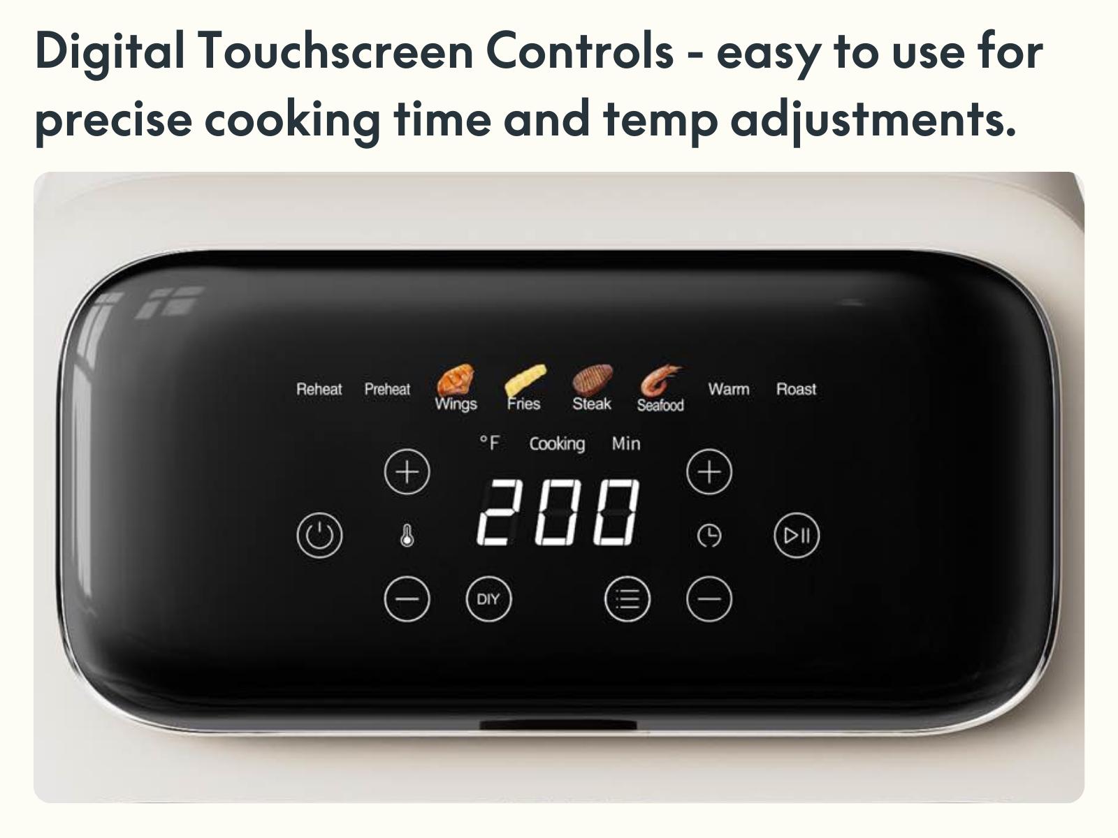 Sweet Dining 4.2QT Non-Toxic Glass Air Fryer - 5mm Tempered Glass, 400°F Air Crisp Tech, Dishwasher Safe, Multifunctional Cooker, Ivory Kitchen Appliances