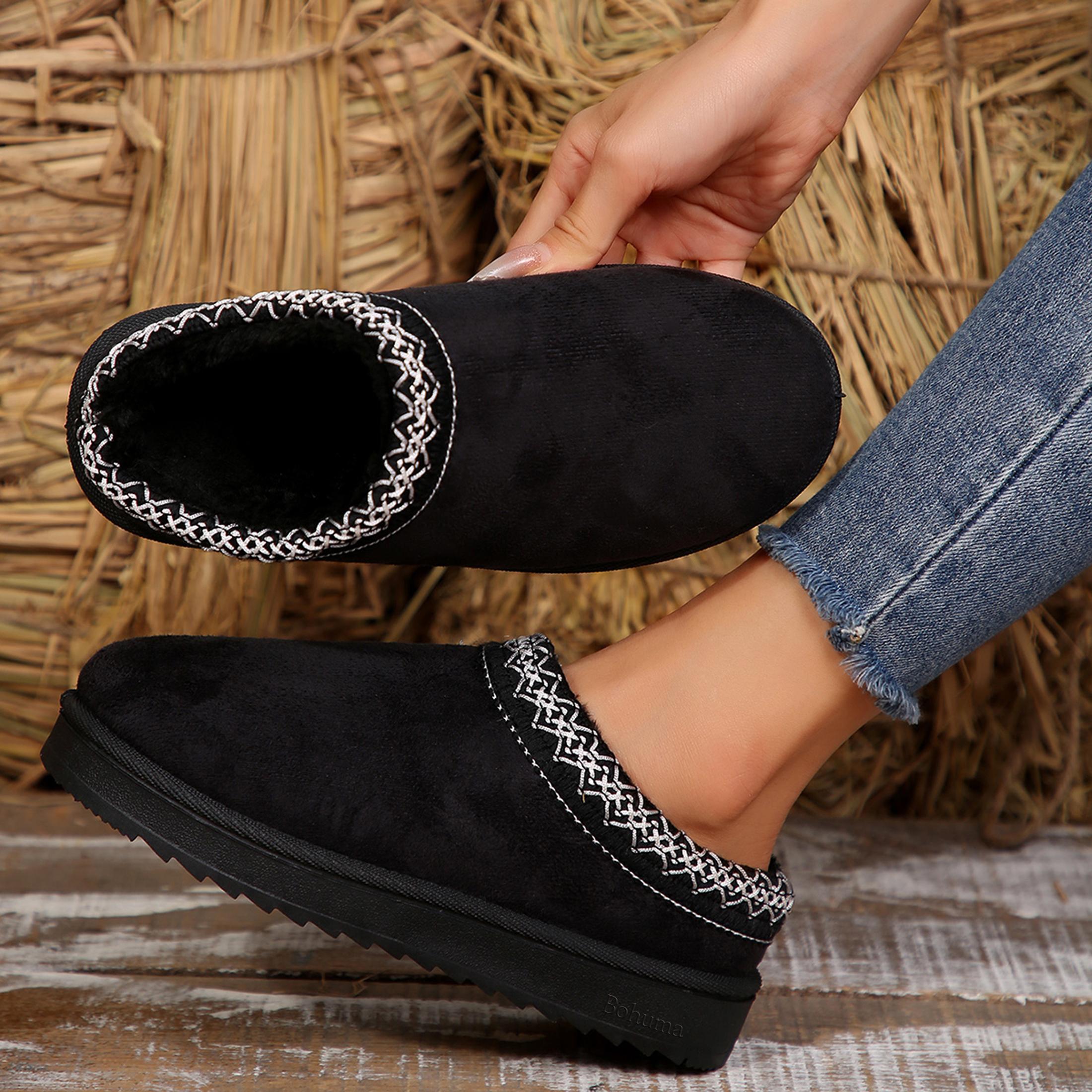 Women's Snow Boots Suede Indoor/Outdoor Comfy Fleece Lined Short Slippers Women's Snow Boots Suede Indoor/Outdoor Comfy Fleece Lined Short Slippers