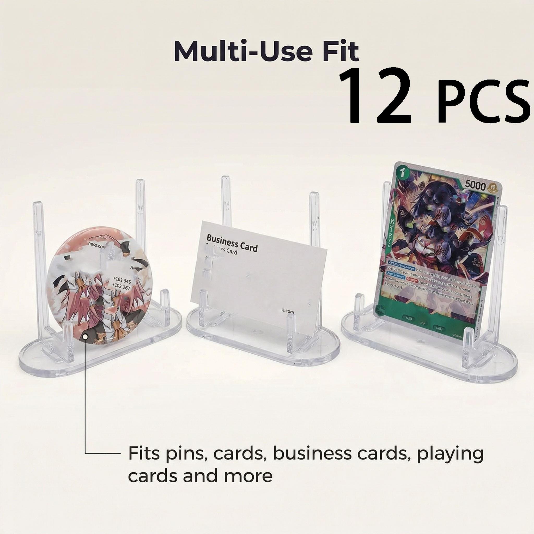 12-Piece Card Badge Display Storage Rack, Transparent Stand Desktop Organizer, Business Card Holder, Poker Deck Rack, Room Decoration Gift