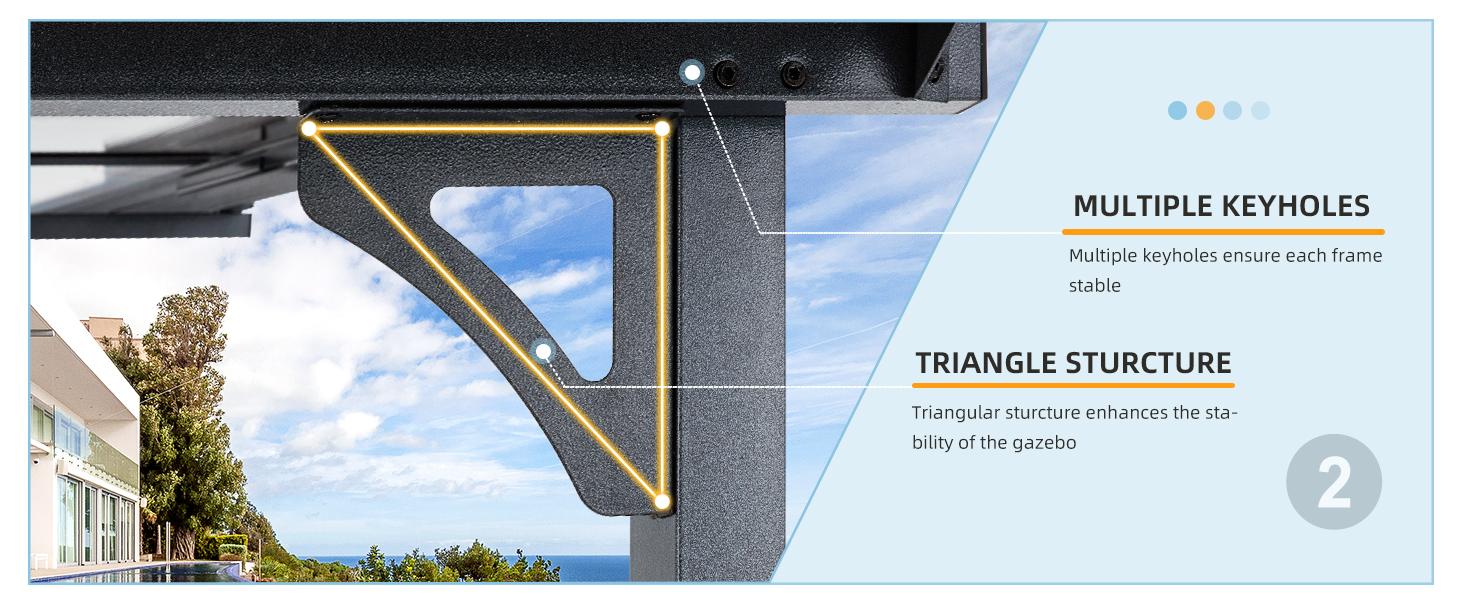 YODOLLA Gazebo for Patio Hard Top Lean to Pergola with Roof Large Wall-Mounted Heavy Duty Awnings for Outdoor Shade Canopy Adjustable Shade