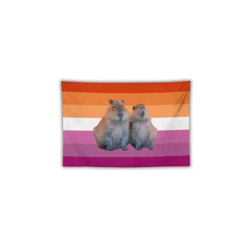 Personalized Cotton Tapestry - Custom Lesbian Flag, Pink American Pride Flag, Full Print, Light Durable Decorative Tapestry, Hand Washable, Indoor/Outdoor Wall Hanging for Home Dorm, Home Decor Supplies Decoration Modern Stripe Design