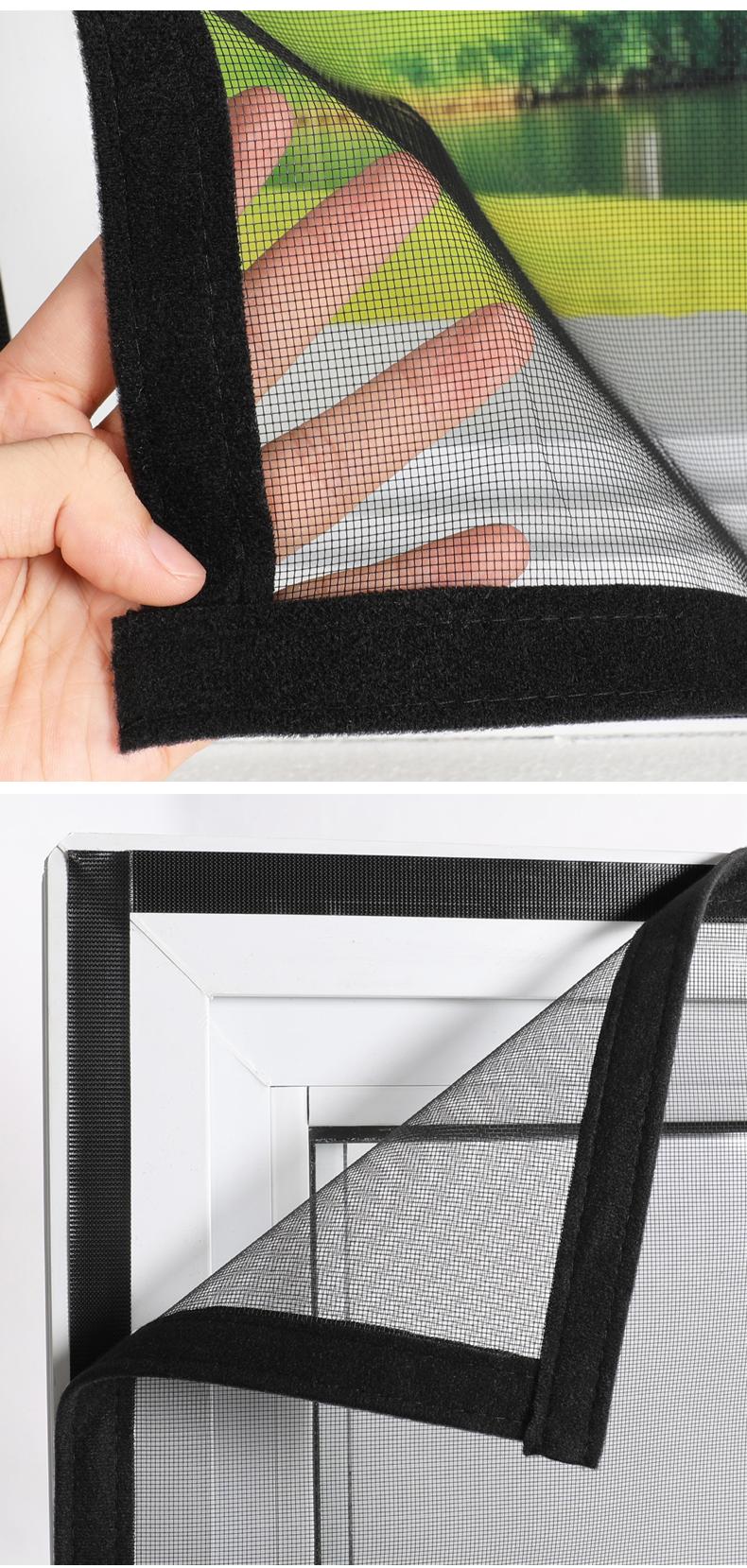 Black Window Screen Mesh with Hook & Loop Install, Breathable Fine Net, Easy Removable Anti Mosquito Bug Protection for Home