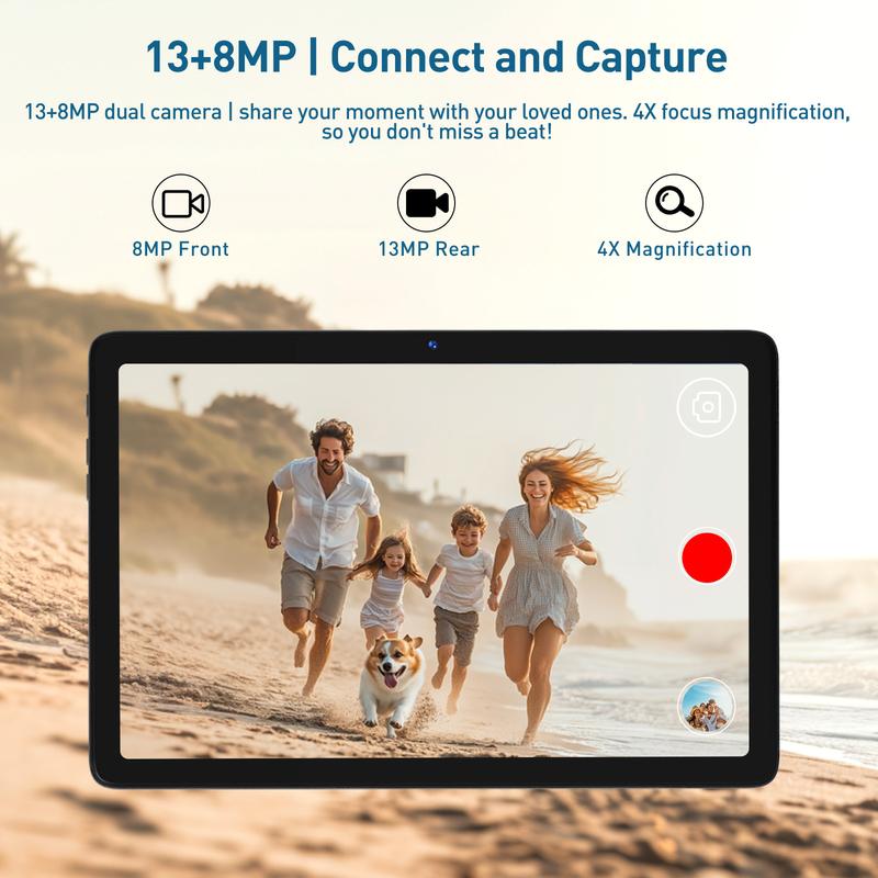 Android 14 Tablet 8GB RAM 128GB ROM, 10.1in 5G Wifi Tablet with Keyboard Case, 8 Core, 1TB Expand, 13MP+5MP, GPS Black Friday Deal/ Christmas gift/ tablet on sale 2025 Tablet deal