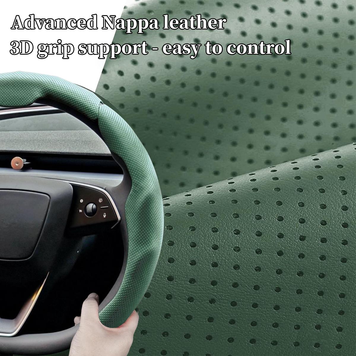Nappa Leather Car Steering Wheel Cover - Quick Turn Non-Slip Breathable Ultra-Thin Cover for 14.5-15 inch Universal, Car Accessories, Car Essentials Nappa Leather Car Steering Wheel Cover - Quick Turn Non-Slip Breathable Ultra-Thin Cover for 14.5-15 inch Universal, Car Accessories, Car Essentials