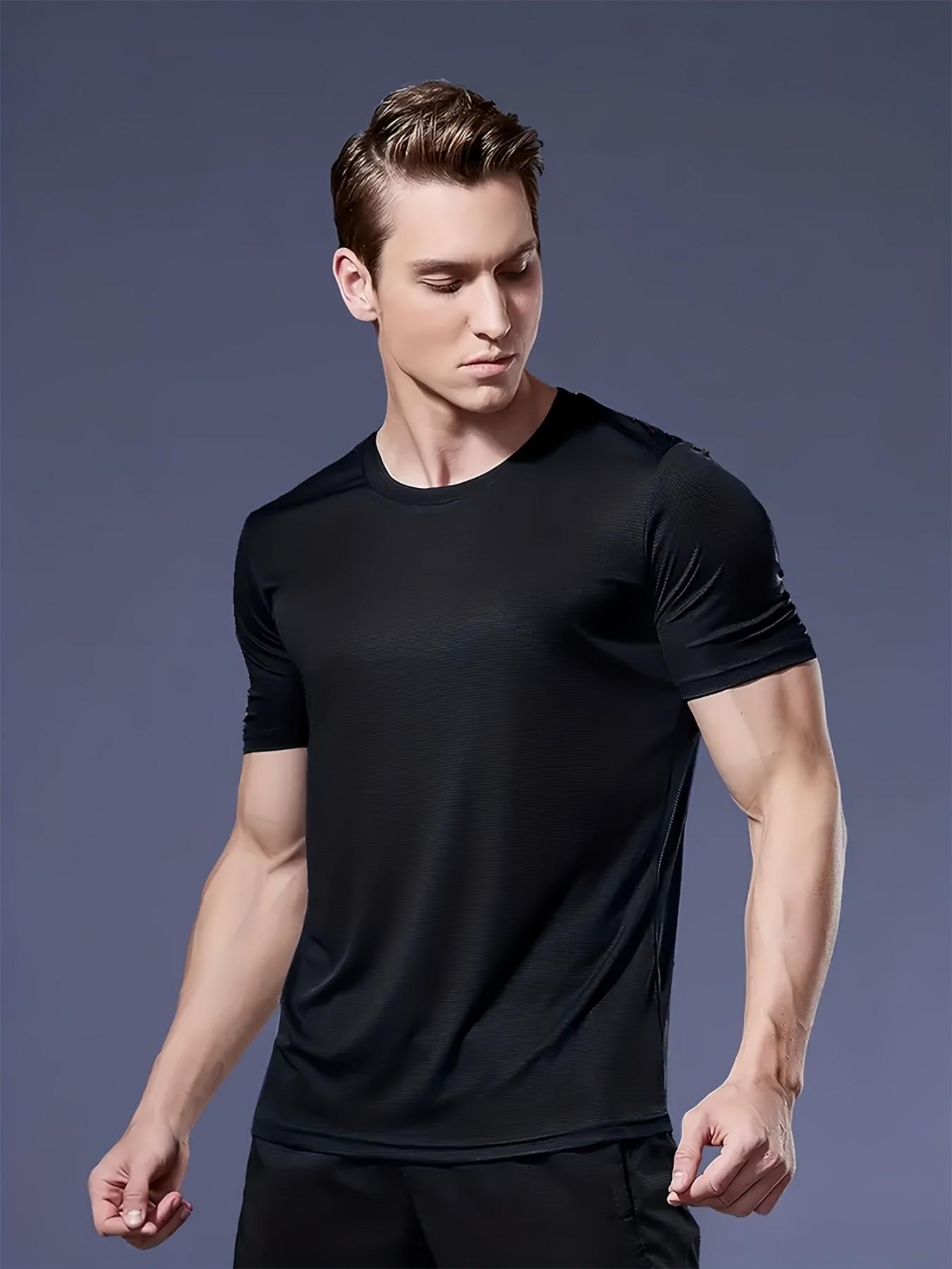 Five-Piece Mixed Color Set: Deep, Military, Lightweight Men's Round Neck T-Shirt, Quick-Dry, Breathable, Sweat-Wicking