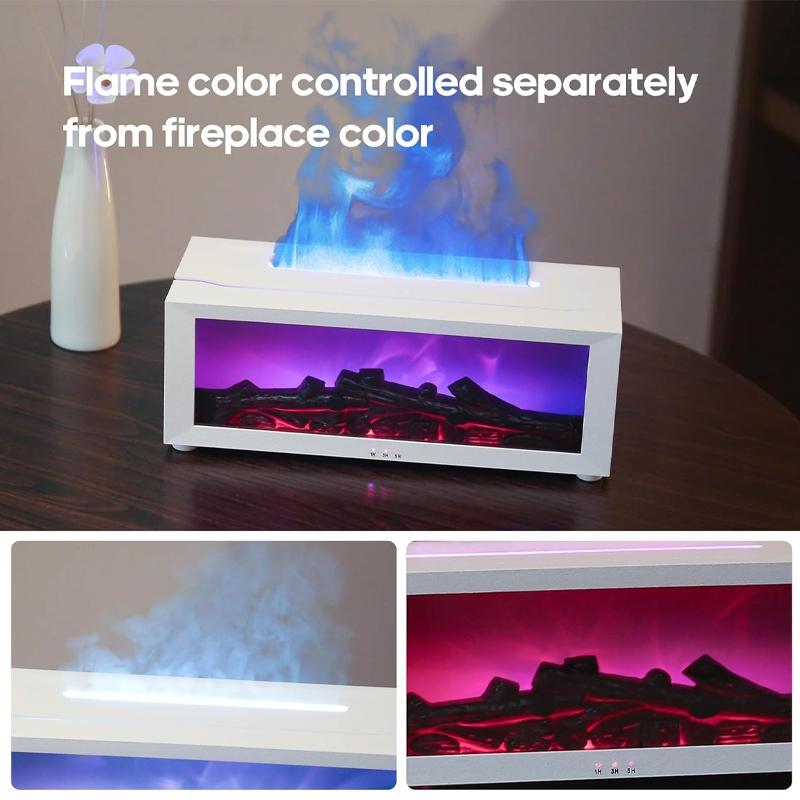 Color flame humidifier, fireplace bonfire humidifier, LED seven-color lights, 1/3/5h timer, remote control, automatic shut-off, atmosphere decoration, winter gift, suitable for home bedroom, office, yoga meditation, Colorful Flame Humidifier
