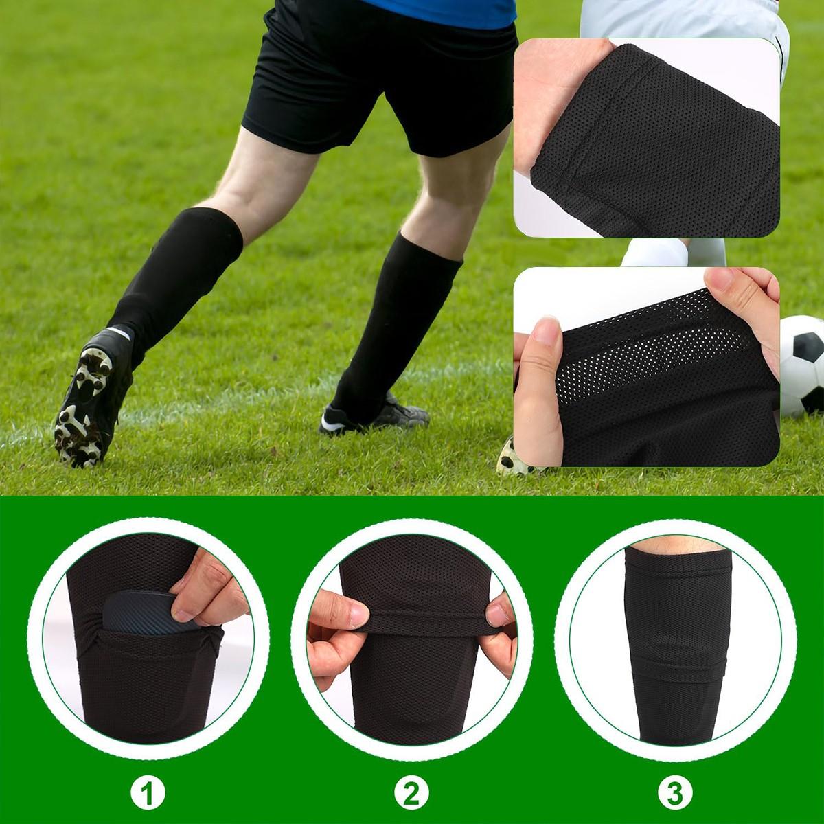 Football Shin Guards Sleeve Set, High Elastic Fit, Breathable Mesh Fabric, Quick Sweat Wicking, Comfortable for Long Training Sessions