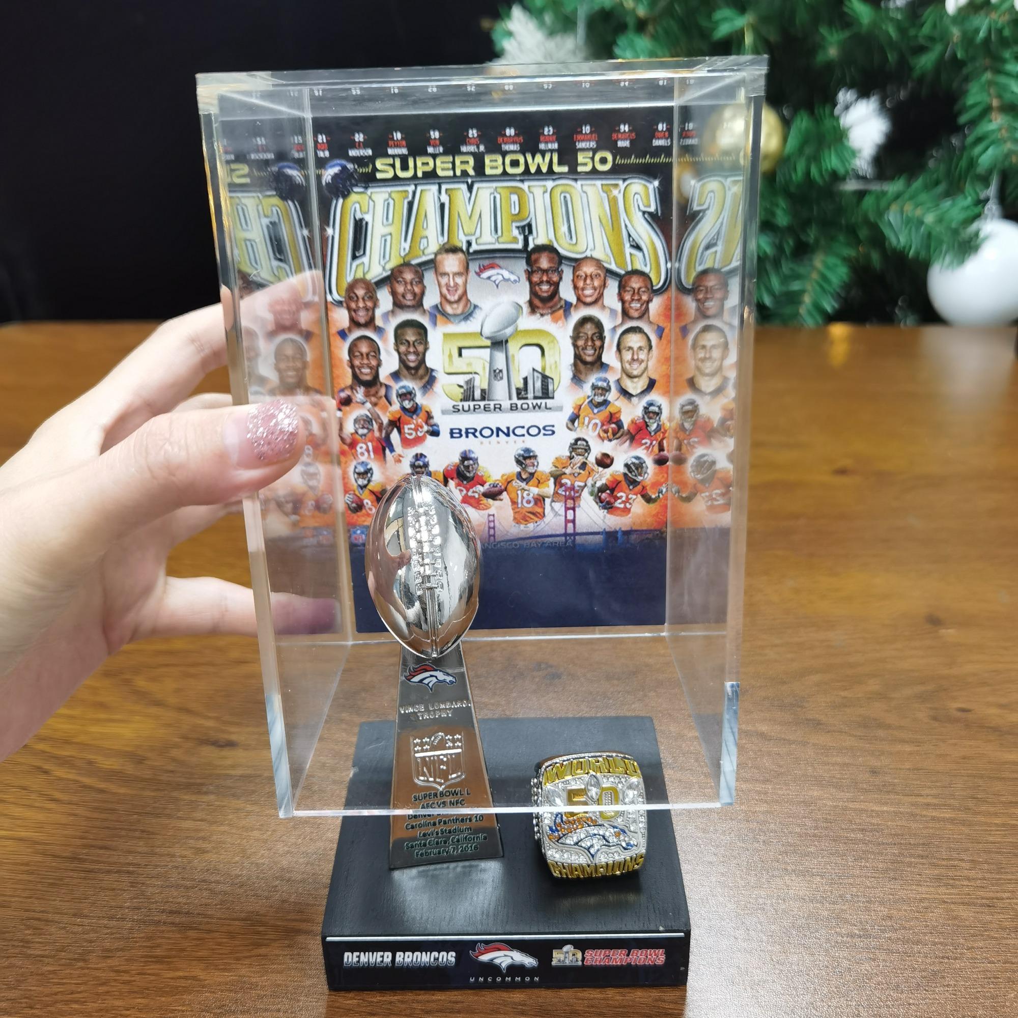 Football Champion Trophy Set, Perfect Broncos Display Case, High-Quality Design, Sports Collectible, Ideal Gift for Sports Enthusiasts, Christmas & Birthday Present 1998/1999/2016