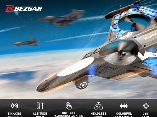 RC Stunt Fighter Jet Toy for Kids with LED Lights & 360° Flips | Easy to Fly Remote Control Airplane with Auto Hover, Toys boys, Rc flying toys rchelicopter forkids