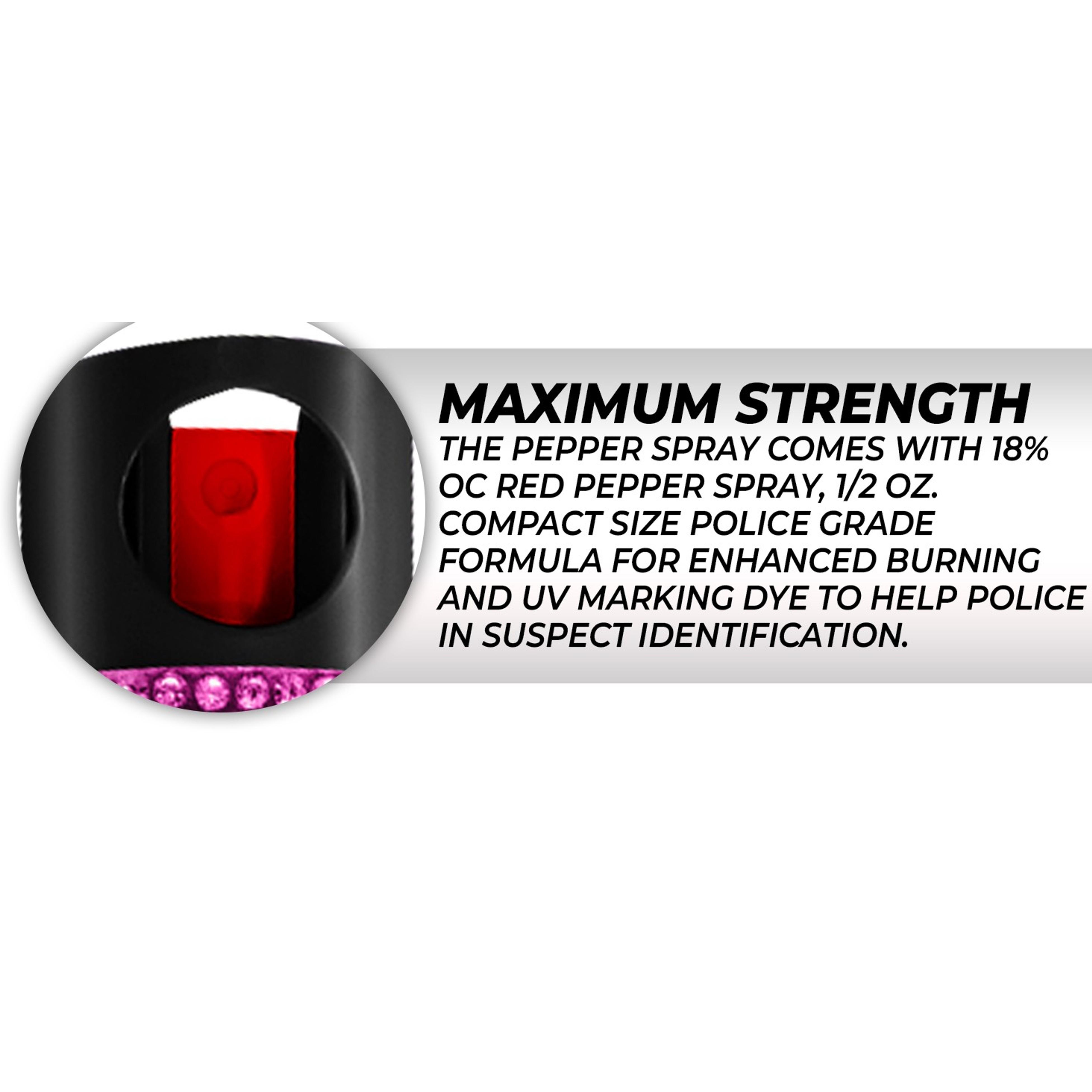 Self Defense Pepper Spray - 1/2 oz Compact Maximum Strength Police Grade Formula with Leather Pouch Keychain for Women