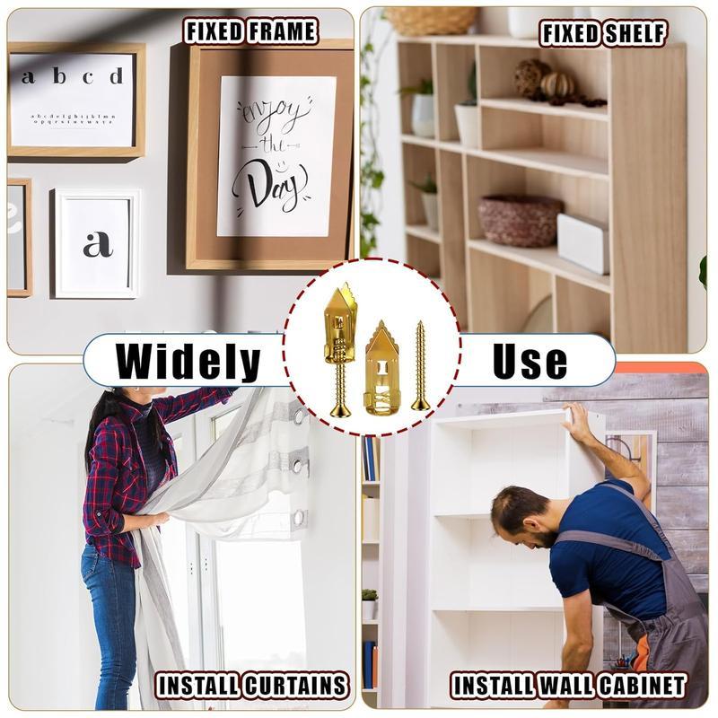 Drywall Anchors with Screws Kit Zinc Plated Steel - Self-Drilling No Drill Required for TV/Shelf Cabinet Manual DIY Handmade Essentials Summer DIY