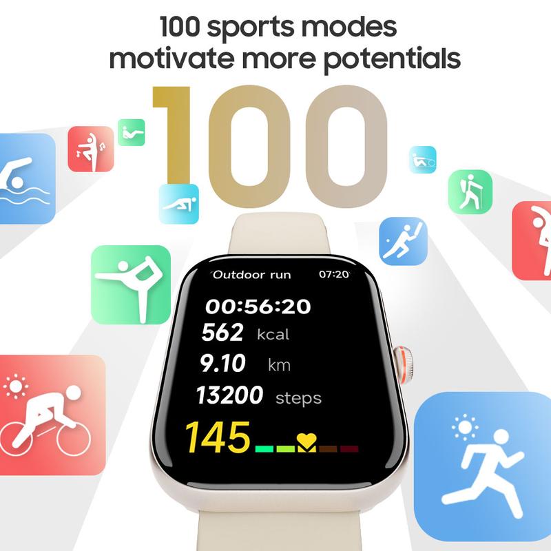 TOOBUR Fashion Smart Watch For Women Men，Fitness Sport Watch with Step Counter/Sleep Tracker/100 Sports Modes SmartWatch Compatible Android iOS