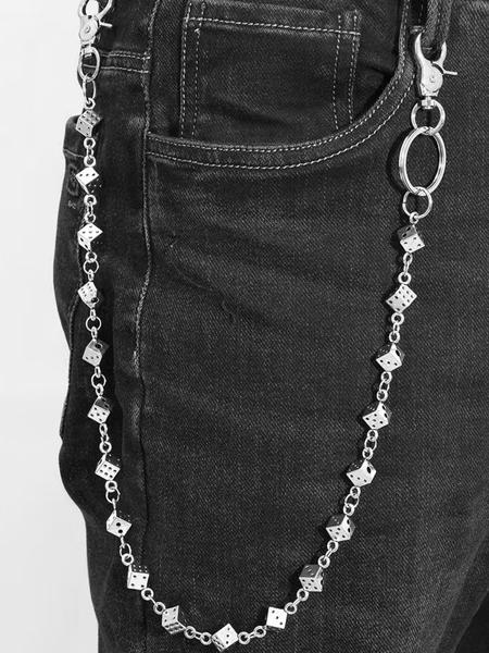 vintage Punk Dice Pants Waist Chain Men Cool Jeans Chain Keychain Wallet Chain Gothic Biker Fashion Accessories Body Piercing Jewelry Adjustable Jewelry