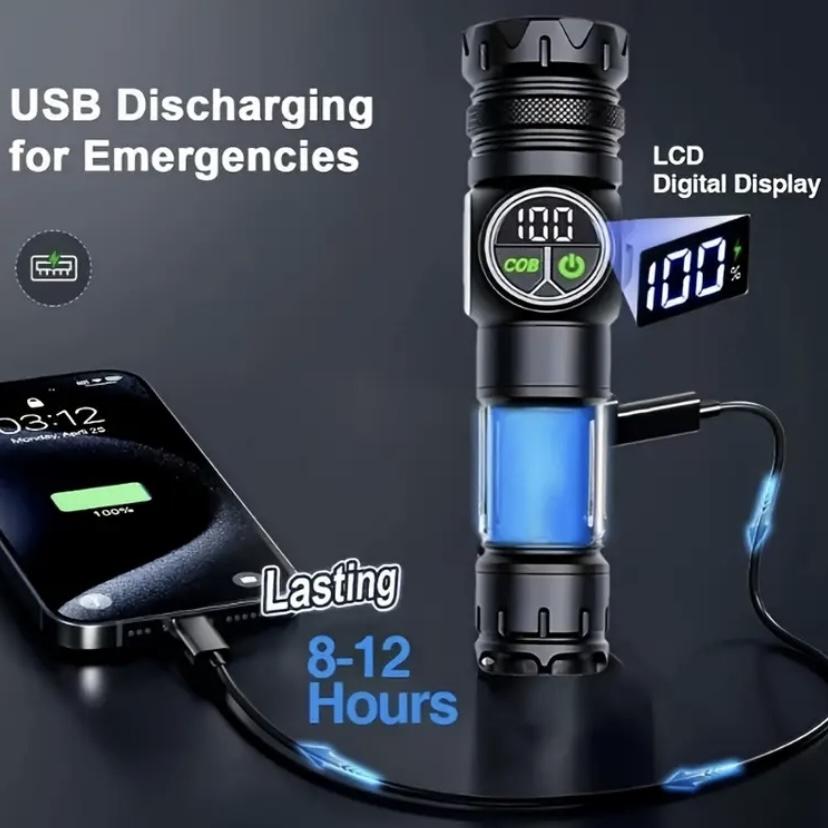 Rechargeable Pocket Flashlight, USB Rechargeable Flashlight, Five Modes LED High Lumen Light, Ultra Bright Lamp with Strap, Ideal for Emergencies, Camping, Hiking, Portable Flashlights