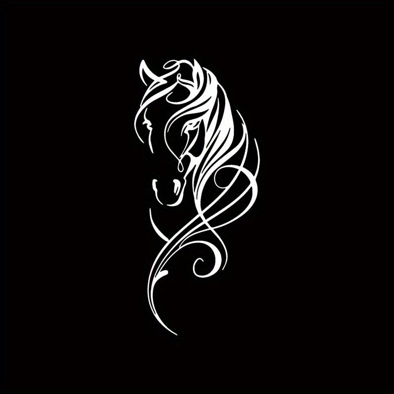 1PC Eye-Catching Elegant Scrollwork Horse Head Silhouette Car Sticker For Car Bodies, Scrollwork Pattern + Horse Head Silhouette Decor Fills With Equestrian-Themed Relaxed Elegant Cool Vibe Easily Grasp Elegant Gorgeous Scrollwork Trend Style