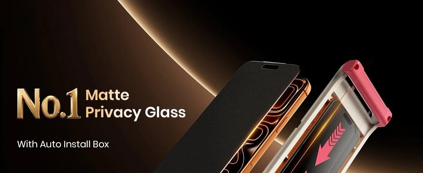 Matte Privacy Screen Protector for iPhone 17 Pro Max - [Anti-Glare & Anti-Fingerprint] [24° Anti Spy] [Smooth as Silk] 9H+ Tempered Glass With Auto Fit Box Zero Bubble,2 Pack