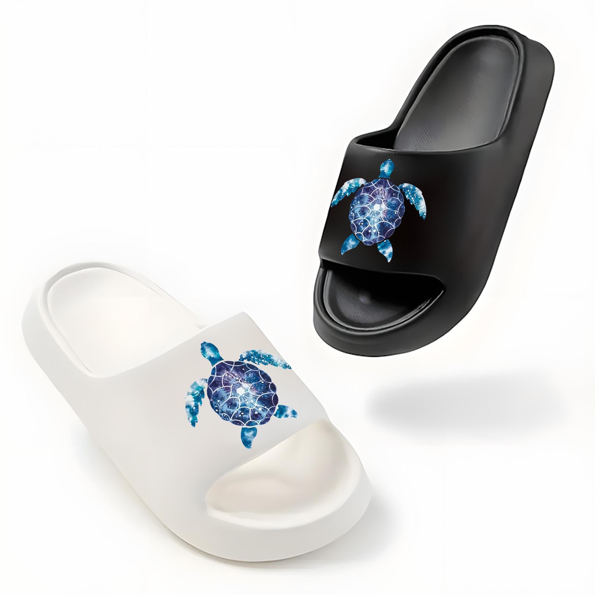 Galaxy Sea Turtle Print Slippers for Women Men Non-Slip Indoor Outdoor Comfortable Home Sandals with Soft Sole Lightweight Beach Shoes for Summer Vacation Travel