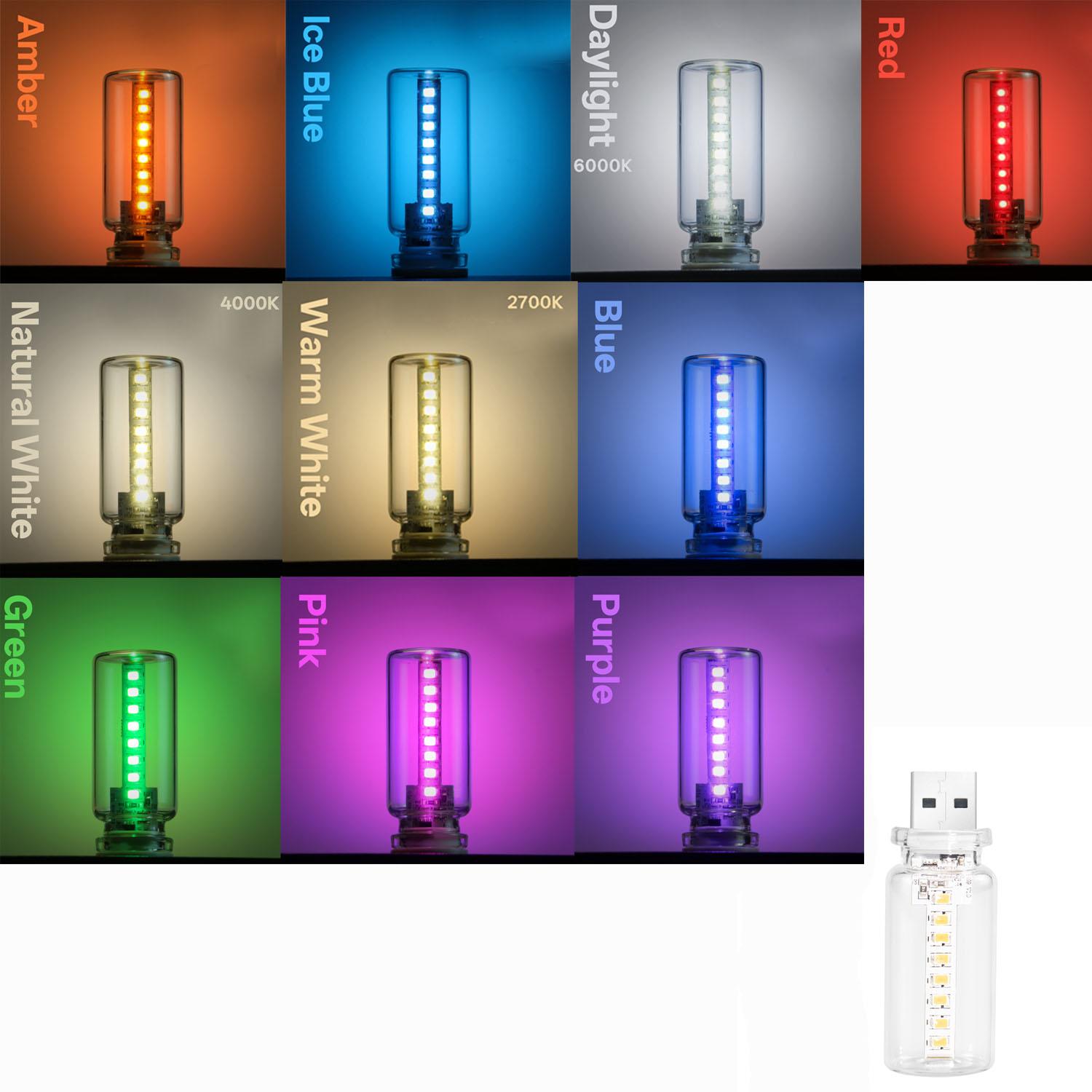 Portable USB Touch Control Dimmable LED Night Light, Glass Bottle Table Lamp, Car Atmosphere Light, Edison Bulb Decor, DIY Decoration