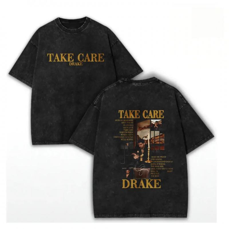 Washed cotton, Drake "Take Care" acid-washed T-shirt and tank top – Y2K retro hip-hop music pattern T-shirt, loose-fitting unisex soft cotton streetwear, fan gift OT7 LP3 Washed cotton, Drake "Take Care" acid-washed T-shirt and tank top – Y2K retro hip-hop music pattern T-shirt, loose-fitting unisex soft cotton streetwear, fan gift OT7 LP3