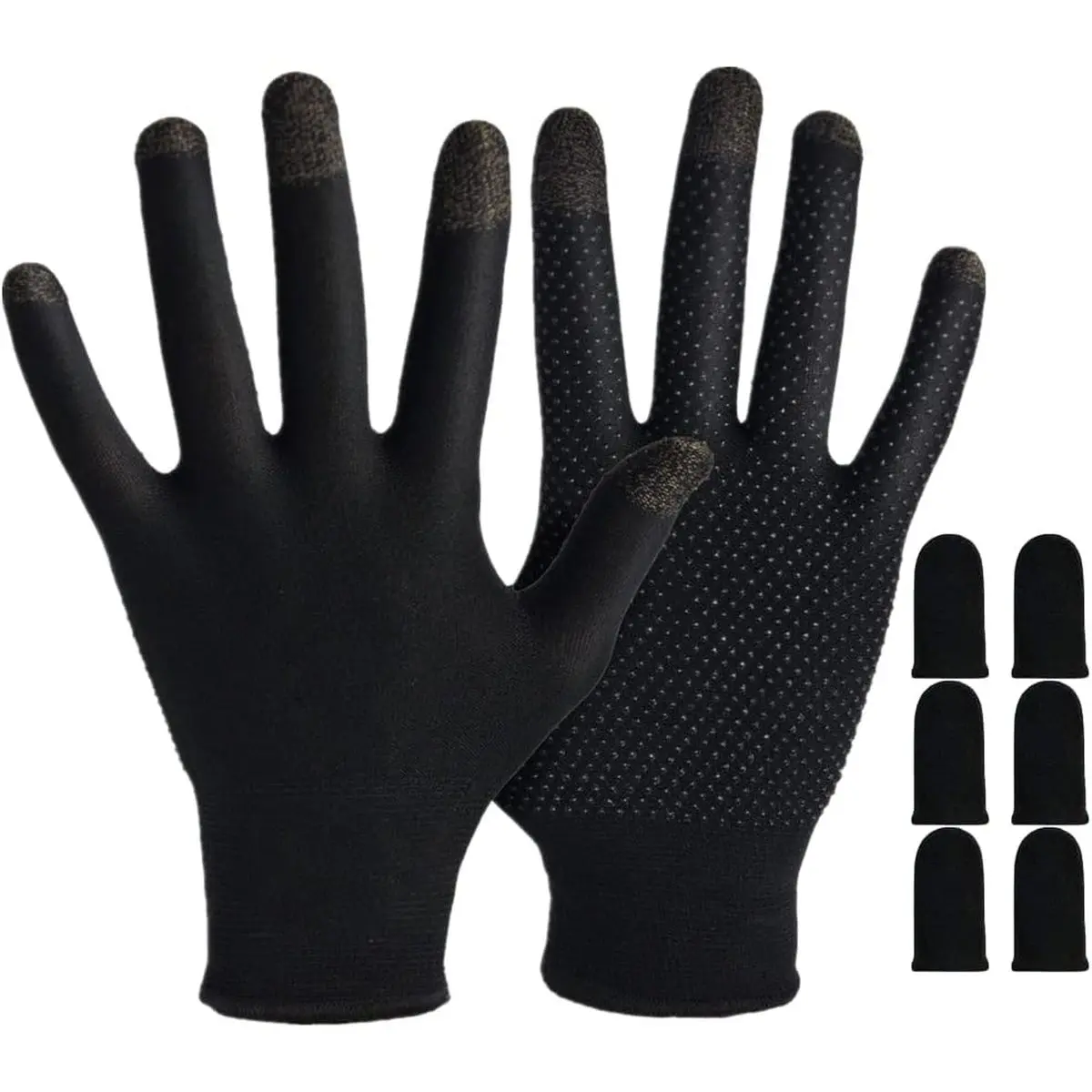 Gaming Gloves for Sweaty Hands -  High-Sensitive Anti-Sweat Breathable Seamless Touch Screen Gloves with Thumb Finger Sleeves for iPad/Mobile Game Controller