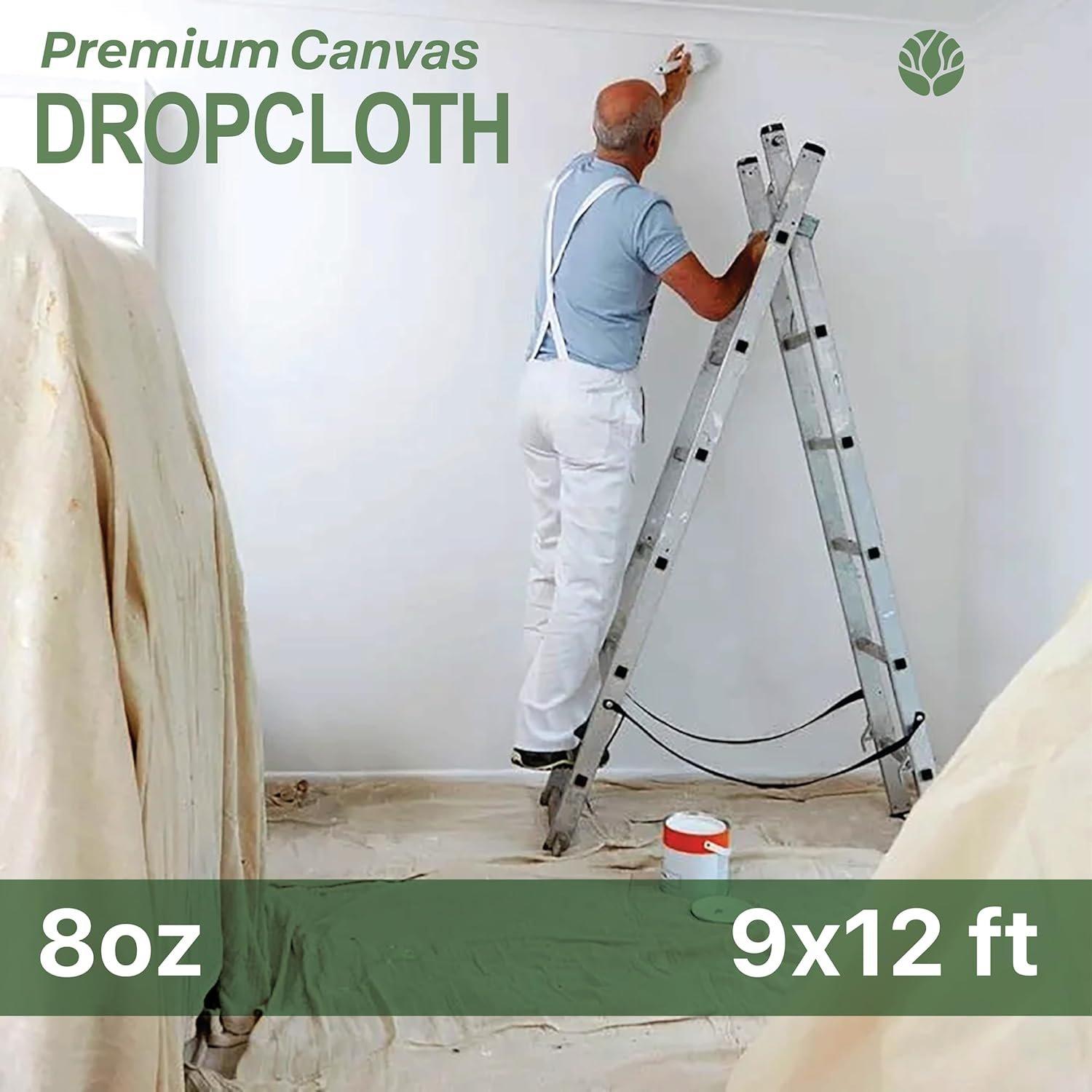 Canvas Drop Cloth 1 count,   Drop Cloth,  Recycled  Canvas Tarp Cover for Painter, Furniture, Floor Protection,  Purpose Painters Dropcloth for Christmas DIY (9x12FT)