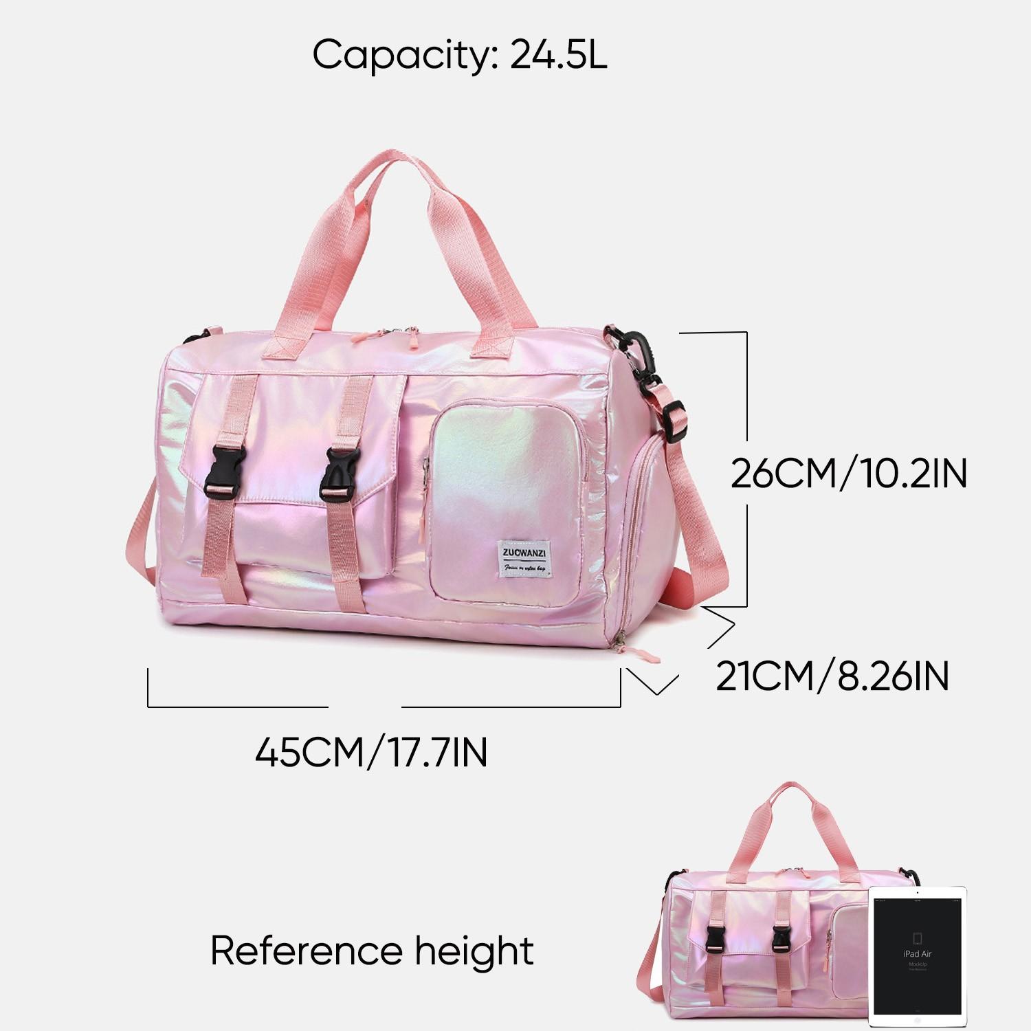 Cute and stylish travel organizer bag/luggage bag - fashionable color-changing waterproof fabric, with handles, shoulder strap, or crossbody wear, suitable for travel, fitness, and yoga - multi-functional carry-on luggage with adjustable shoulder strap