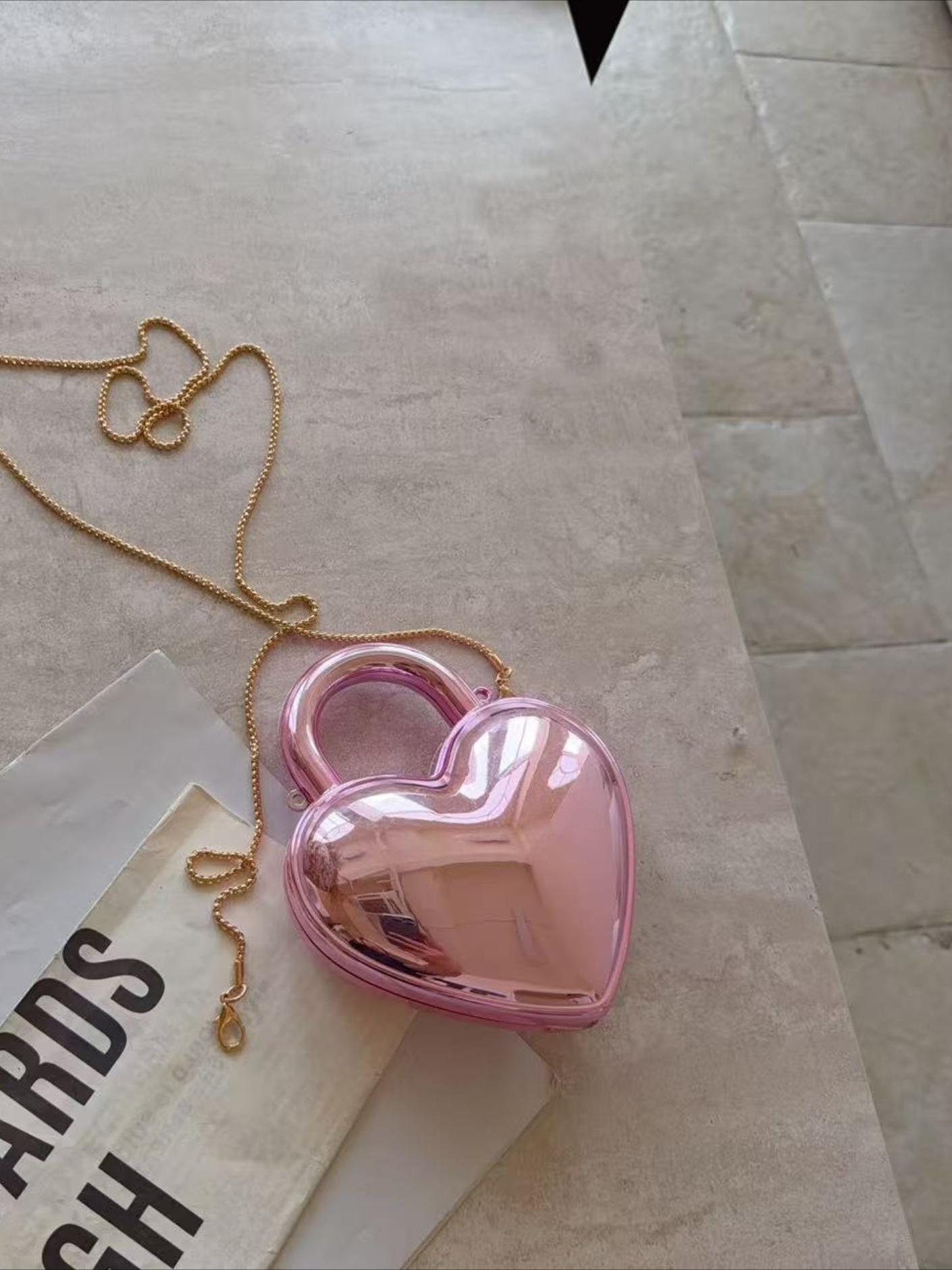 2026 New Acrylic Heart Bag for Women, Unique Trendy Chain Shoulder Crossbody Purse, Versatile Sparkly Small Handbag