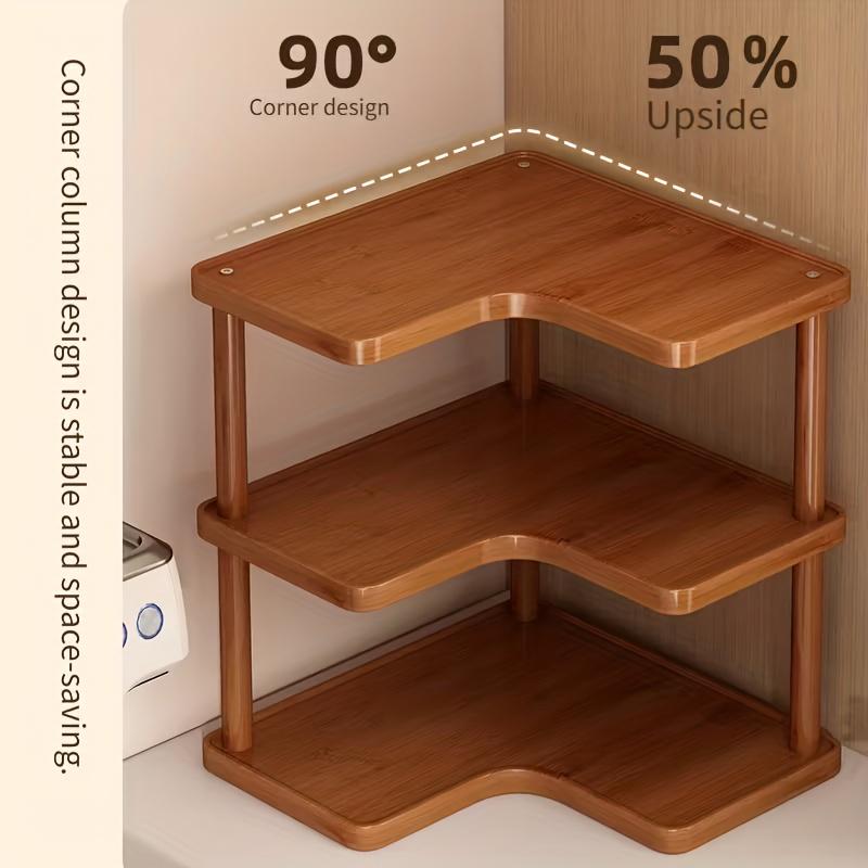 The triangular design fits into corner spaces for storage, and the multi-layer design efficiently stores coffee utensils, cups, kitchen sundries, etc Organiser