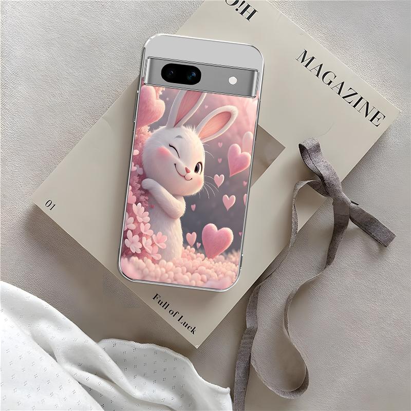Cute Easter Bunny Case - Funny Rabbit Butt & Pink Heart Aesthetic Cover for Google Pixel 7a-975