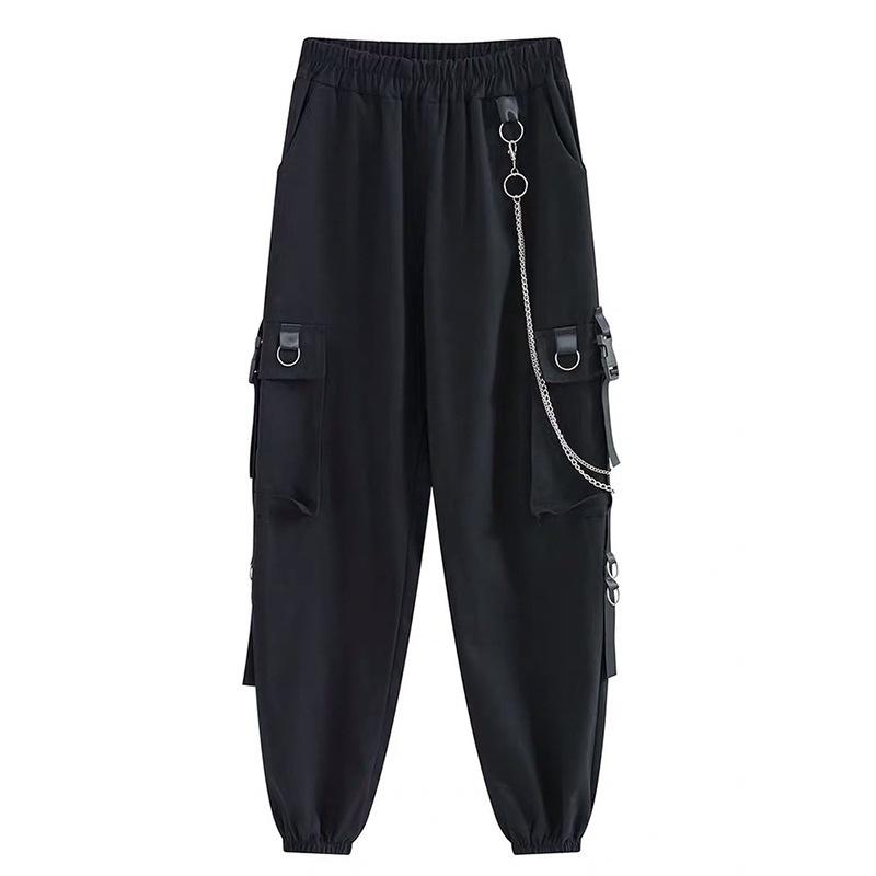 Women's tooling jogging pants loose tooling pants with chain