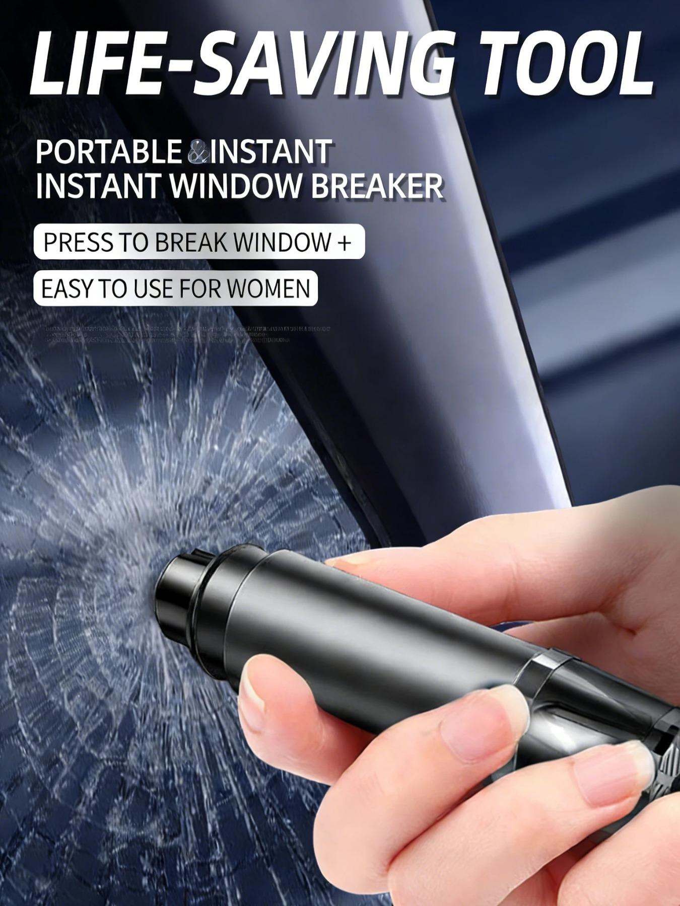 2-In-1 Aluminum Car Safety Rescue Hammer, Automatic Seatbelt Cutter Window Breaker, Emergency Rescue Tool, Essential Automotive Gear