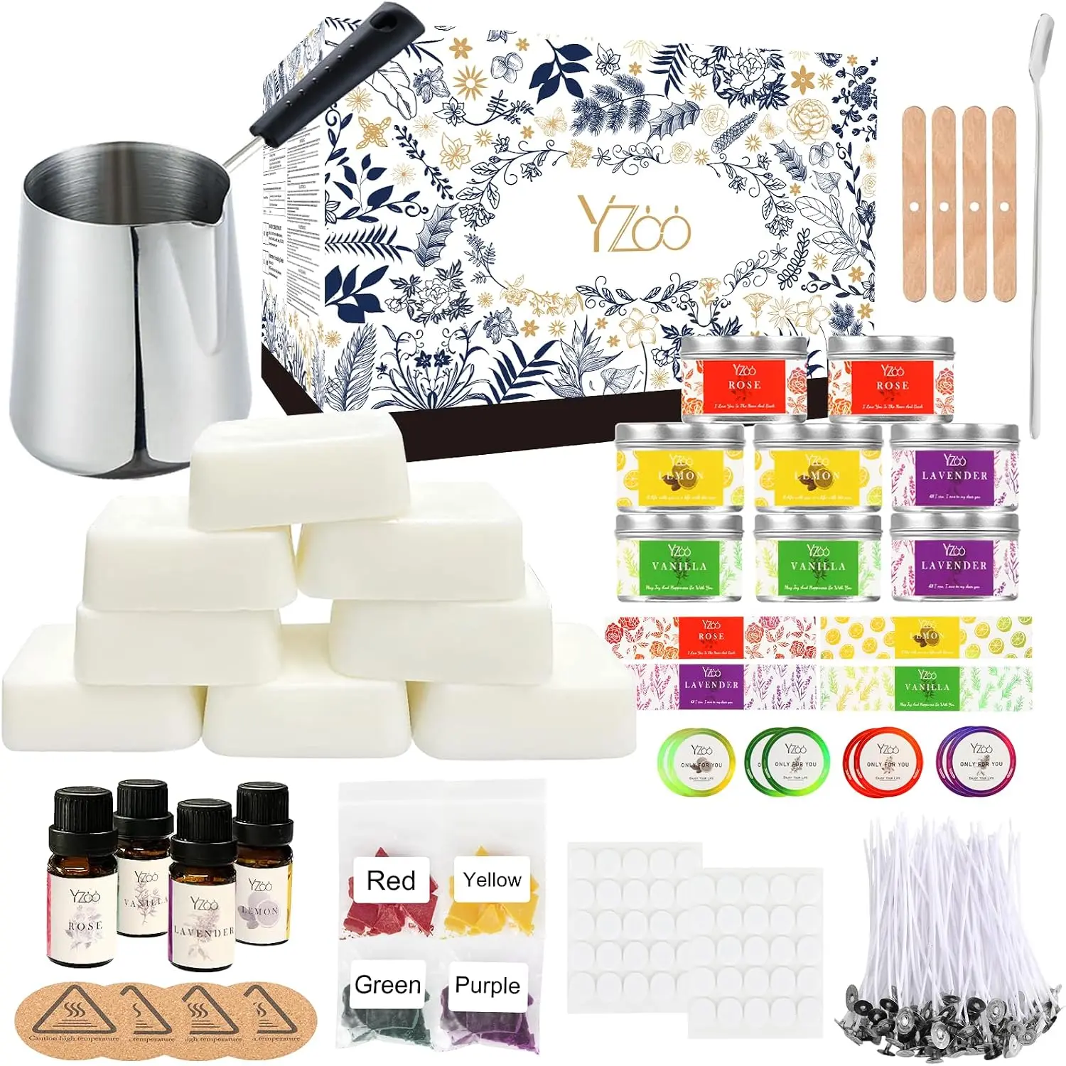 Complete Candle Making Kits for Adults Beginners, DIY Candle Making Supplies Include Soy Wax,Wax Melter,Scents,Dyes,Wicks,Wicks Sticker,Candle Tins & More-Full Candle Maker Set Arts & Crafts Kits