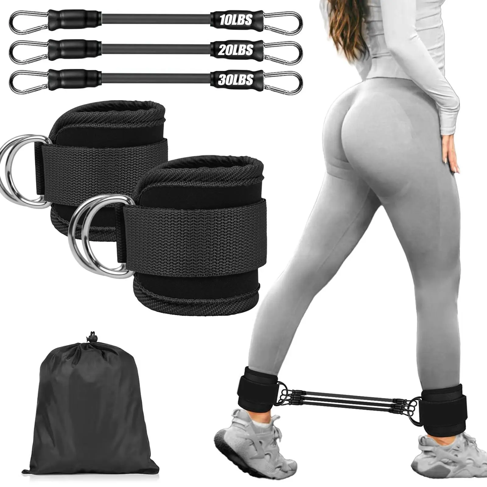 Ankle Resistance Bands with Cuffs, 1 Set Ankle Bands for Working Out, Ankle Resistance Band for Leg, Booty Workout Equipment for Kickbacks Hip Fitness Training, Body Care Products, Gym Accessories