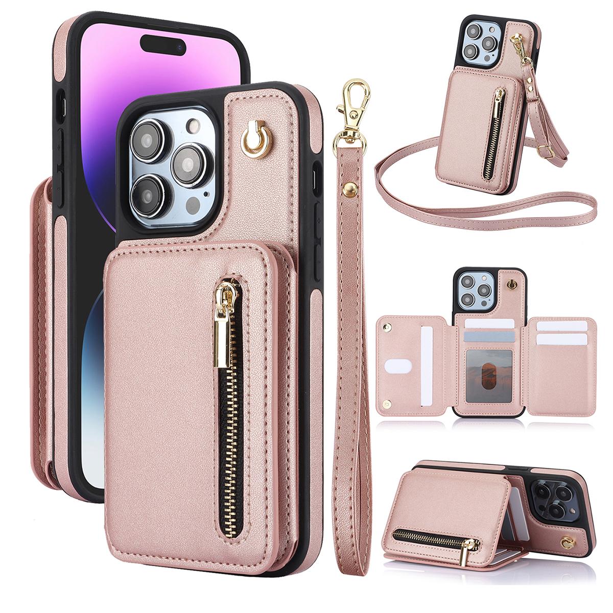 Case for iPhone 17 Pro Max 16 15 14 13 12 11 RFID Blocking Card Wallet Flip Stand Cover Crossbody Lanyard Strap Wristband Stand Case Screen Protector Phonecase Leather Protection Protective Smartphone #TikTokShopBacktoSchool Cash Shockproof